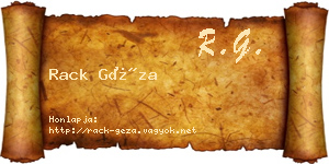 Rack Géza névjegykártya